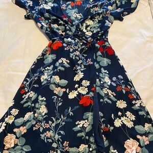 Dynamite Navy Floral Midi Dress